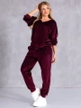 Welurowy KOMPLET Dresowy ESTERA - bordo