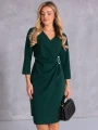 Elegancka SUKIENKA Z Ozdobą LESLIE - Szmaragd