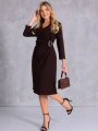 Elegancka SUKIENKA Z Ozdobą LESLIE - czekolada