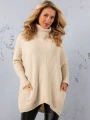SWETER Tłoczenia GOLF Kieszenie DELILAH - ecru