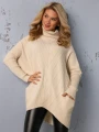 SWETER Tłoczenia GOLF Kieszenie DELILAH - ecru