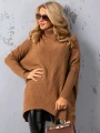 SWETER Tłoczenia GOLF Kieszenie DELILAH - mokka