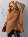 SWETER Tłoczenia GOLF Kieszenie DELILAH - mokka