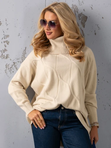 SWETER Kłosy GOLF Zawieszka JUDY - latte