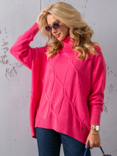 SWETER Kłosy GOLF Zawieszka JUDY - fuksja