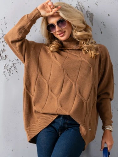 SWETER Kłosy GOLF Zawieszka JUDY - mokka