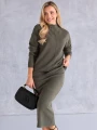 KOMPLET Sweterkowy PÓŁGOLF Spódnica NINA - Khaki
