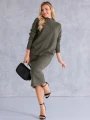 KOMPLET Sweterkowy PÓŁGOLF Spódnica NINA - Khaki
