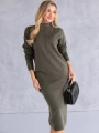 KOMPLET Sweterkowy PÓŁGOLF Spódnica NINA - Khaki