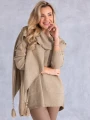 SWETER Frędzle SZAL Kieszenie KELSEY - Beż