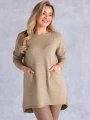 SWETER Frędzle SZAL Kieszenie KELSEY - Beż
