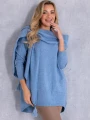 SWETER Frędzle SZAL Kieszenie KELSEY - Blue