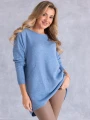 SWETER Frędzle SZAL Kieszenie KELSEY - Blue