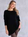 SWETER Frędzle SZAL Kieszenie KELSEY - Czarny