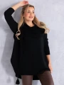 SWETER Frędzle SZAL Kieszenie KELSEY - Czarny
