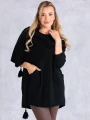 SWETER Frędzle SZAL Kieszenie KELSEY - Czarny