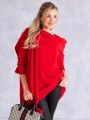 SWETER Frędzle SZAL Kieszenie KELSEY - Czerwony