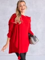 SWETER Frędzle SZAL Kieszenie KELSEY - Czerwony