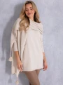 SWETER Frędzle SZAL Kieszenie KELSEY - Ecru