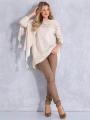 SWETER Frędzle SZAL Kieszenie KELSEY - Ecru