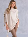 SWETER Frędzle SZAL Kieszenie KELSEY - Ecru