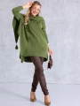 SWETER Frędzle SZAL Kieszenie KELSEY - Khaki