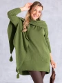 SWETER Frędzle SZAL Kieszenie KELSEY - Khaki