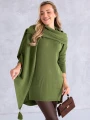 SWETER Frędzle SZAL Kieszenie KELSEY - Khaki