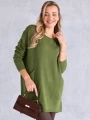 SWETER Frędzle SZAL Kieszenie KELSEY - Khaki