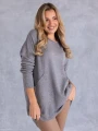 SWETER Frędzle SZAL Kieszenie KELSEY - Szary