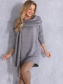 SWETER Frędzle SZAL Kieszenie KELSEY - Szary