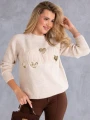 SWETER półgolf z napisem love i cekinami VALERIA - ecru