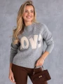 SWETER półgolf z napisem love i cekinami VALERIA - szary