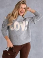 SWETER półgolf z napisem love i cekinami VALERIA - szary