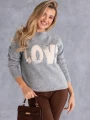 SWETER półgolf z napisem love i cekinami VALERIA - szary