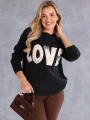 SWETER półgolf z napisem love i cekinami VALERIA - grafit
