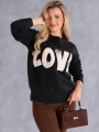 SWETER półgolf z napisem love i cekinami VALERIA - grafit