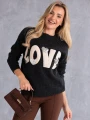 SWETER półgolf z napisem love i cekinami VALERIA - grafit
