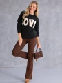 SWETER półgolf z napisem love i cekinami VALERIA - grafit