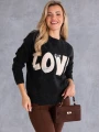 SWETER półgolf z napisem love i cekinami VALERIA - grafit