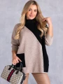SWETER Kolorowy GOLF Kieszeń FRANKY - czerń i beż