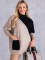 SWETER Kolorowy GOLF Kieszeń FRANKY - czerń i beż