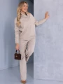 KOMPLET Dzianinowy SPODNIE Perełki SIGNE - beige