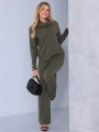 KOMPLET Dzianinowy SPODNIE Perełki SIGNE - khaki