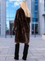 PŁASZCZ Futrzany KOŁNIERZ Kieszenie ALBINA - czekolada