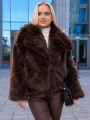 FUTRO Krótkie KOŁNIERZ Guzik LUISA- czekolada