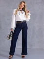 SPODNIE Jeansy WIDE LEG Pasek AKEMI - navy