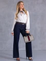 SPODNIE Jeansy WIDE LEG Pasek AKEMI - navy