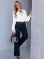 SPODNIE Jeansy WIDE LEG Pasek AKEMI - navy
