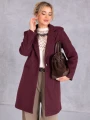 PŁASZCZ Klasyczny GUZIK Elegancki ADAMINA - Bordo